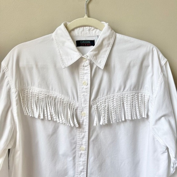 Vintage Western Fringe Shirt Women's Size M Medium White Line Dancing Country - Picture 5 of 12